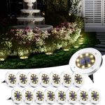 SOLPEX Solar Ground Lights, 16 Pack Solar Lights Outdoor Waterproof, 8 LED Solar Powered Landscape Lighting for Garden Yard Patio Pathway Driveway Walkway (Warm White)