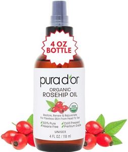 PURA D'OR 4 Oz ORGANIC Rosehip Seed Oil Hair Relaxer 100% Pure Cold Pressed USDA Certified All Natural For Anti-Aging, Scar Treatment, Gua Sha Massage, Face, Hair & Skin - Women & Men