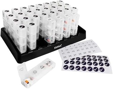 KMINA - Monthly Pill Box Organiser 4 Times a Day, Pill Boxes Monthly 4 Times a Day, Vitamin Box Organiser, 31 Day Tablet Organiser, Large Pill Box for Elderly, Medication Organizer Monthly