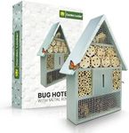 Garden Locker Bug Hotel Bee House Grey - Large Wooden Outdoor Insect Larvae Home 40x28x8.5cm - children friendly attracts bees insects with gift box