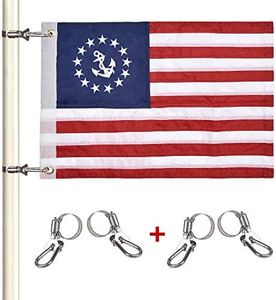 Universal Boat Flag Marine 12"x18" with 4 Boat Flag Pole Kits, Ensign Nautical American Flag Fully with Sewn Stripes for Yacht Boat