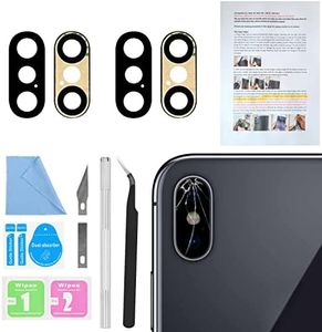 2PCS ASDAWN Back Camera Lens Glass Replacement for iPhone X 5.8 Inches with Pre-Installed Adhesive, Rear Camera Lens Glass Replacement with Installation Manual + Repair Tool Set