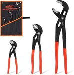 HORUSDY 3-Piece Slip Joint Pliers Set, 7/10/16 Inch Water Pump Pliers, Curved Jaw Quick Adjustment Pliers Setwith Long Non-Slip Handle