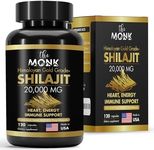 Organic Shilajit with Fulvic Acid, Humic Acid, 85+ Minerals- Gold Grade Plus - Same as Resin - Energy, Stamina, Brain Support - 20,000mg, 120 Capsules - Made in The USA