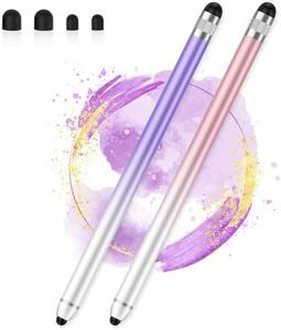 Stylus Pen for Touchscreen, Dual-end High Sensitivity Capacitive Stylus Pen for iPhone/iPad/Android/Samsung/Computer/Tablets, AmberVec Universal Stylists Pens for Touch Screens, 2 Pack-Pink, Purple