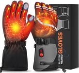 Electric Heated Gloves, 7.4V 6400mAh Rechargeable Battery Heated Warmer for Men & Women 3 Speed Heating Waterproof Touchscreen Electric Ski Gloves for Winters Sports Motorbike Hiking Cycling Camping M
