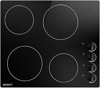 Devanti Electric Ceramic Cooktop, 4 Burners Zones Portable Cooktops Cookware Cooker Super Powerful Stove Hot Plate Home Kitchen Appliances, 6000W 8 Knobs Controls Led Display Black