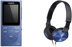 Sony NW-E394 Walkman MP3 Player with FM Radio, 8 GB (Blue) and Sony MDRZX310L.AE Foldable Headphones (Metallic Blue)