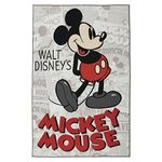 Gertmenian Disney Mickey Mouse Rug Boys Girls Childrens Bedroom Decor Kids Home Play Room Mat Bedding Area Carpet; 54x78 Large; Retro Classic Gray White Vertical; 31100