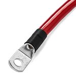 Red 8 Foot 4 AWG Battery Cable by Spartan Power positive lead with 5/16" Ring Terminals