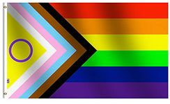 New Intersex-Inclusive Progress Pride Flag 3X5Ft Large Durable Chevrons Progressive Flag Showing LGBT Community Support House Decoration Banner Small Yard Gift