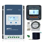 EPEVER MPPT Solar Charge Controller 30A 12V 24V, Tracer3210AN + Remote Meter MT50 + RTS Temp Sensor Solar Panel Regulator Charger for Lead-Acid Lithium (30A+MT50+RTS)