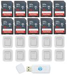 SanDisk Ultra 32GB SD SDHC UHS-I 100MB/s Class 10 SDSDUNR-032G (10 Pack) Bundle with 10 SD Card Cases & 1 Everything But Stromboli Memory Card Reader