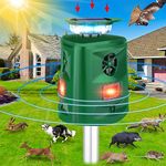 Outdoor Cat Repeller, 360° Solar Ultrasonic Animal Repellent with Motion Sensor & LED Flashing Light, Garden Cat Scarer 5 Modes Adjustable Waterproof Dog Rabbit Deer Squirrel Fox Deter for Yard