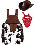 Baby Cowboy Outfits Boys Halloween Costume Romper with Hat and Scarf