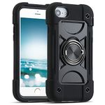 MARKILL Compatible with iPhone 6/6S Case,iPhone7/iPhone8 Case 4.7 Inch with Ring Stand, Heavy-Duty Military Grade Shockproof Phone Cover with Magnetic Car Mount (Black)