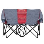 SUNNYFEEL Double Camping Chair, Oversized Padded Foldable Loveseat for Adults, 2-Person Outdoor Chair for Lawn Conversations, Camping, and Relaxation (Red)