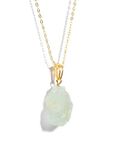 Gempro Certified Natural Aquamarine Raw Gemstone Gold Plated Chain Pendant Necklace for Women