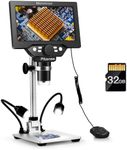 Fitense 7" LCD Digital Microscope 1200X, Coin Microscope Camera Full View for Error Coins with 10.2" Microscope Stand, Soldering Microscope for Electronics Repair, Coin Magnifier with Light, 32G Card