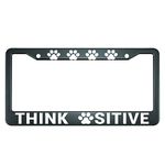 HOSNYE Think Paw Sitive License Plate Frame Paw Cat Dog Pet Paws Metal License Plate Cover Front Plates Frames Car Tag Frame for Women Men US Vehicles Standard