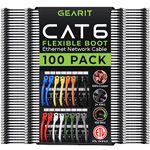 GearIT 100-Pack Cat6 Patch Cable 0.5 Foot / 6 Inches Cat 6 Ethernet Cable Snagless Flexible Soft Tab - Preimum Series - Black