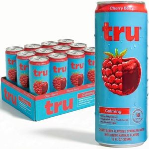Tru Dream Calming Drink, Magnesium Glycinate Sparkling Water with Real Fruit Juice, Cherry Berry Flavored Seltzer, Caffeine Free, No Added Sugar, Keto, Vegan, Kosher, Gluten Free, 12 Fl Oz (Pack of 12)
