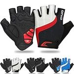 GERZHIUBN Cycling Gloves Gel Padded Half Finger Bike Bicycle Shock-Absorbing Anti-Slip MTB Road Biking Gloves for Men Women,Red