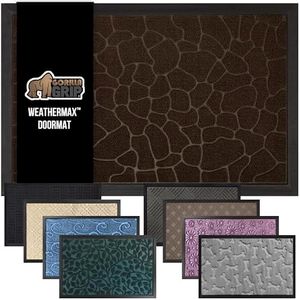 Gorilla Grip 100% Waterproof All-Season WeatherMax Doormat, 72x24 Runner, Durable Natural Rubber, Stain and Fade Resistant, Low Profile, Indoor Outdoor Door Mats, Easy Clean Mat, Dark Brown Pebble