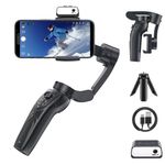 Zecti Gimbal Stabilizer for iPhone with AI Active Tracker, 3 Axis Foldable Gimbal Stabilizer for Smartphones wtih Magnetic Fill Light, Handheld Phone Gimbal Stabilizer for Vlog Recording