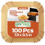 PORTENTUM Air Fryer Liners 100PCS Disposable, Unbleached and Greaseproof. Suitable from 5 to 8 liters. Food-Grade use Baking Paper BPA Free, FDA, and LFGB Certified