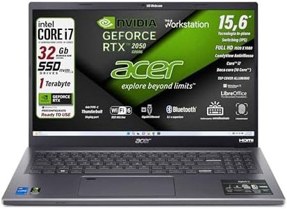 Acer Notebook Intel Core i7-1355U 13th, 10 Core 5 Ghz, RAM 32 Gb, SSD Pcie 1Tb, 15.6" FHD IPS, Svga GeForce RTX 2050, Tastiera retroilluminata, Finger, Wi-Fi 6, LAN, HDMI, Win 11 Pro, pronto all'Uso