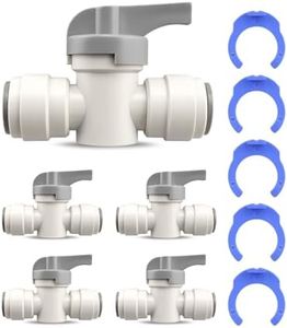 Urnqowuy 5 Pack Acetal Copolymer 1/2" Tube OD Tube Fitting With Rotary Switch Fit for RO Water Filter System, Hand Shut Off Valve