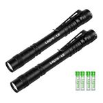 Lepro LED Pen Flashlight, Compact and Ultra Bright XPE LED Tactical Penlight Flashlight, Waterproof Flash Light, AAA Battery Powered Pocket Flashlight with Clip, 2 Packs