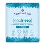 Slumberdown Cooling Pillow Cases 2 Pack - 2X Cooler to Touch Luxury Ultra Cool Pillowcases for Hot Sleepers & Summer Night Sweats - Silky Soft Breathable Pillow Case, Hypoallergenic, Blue (50 x 75cm)