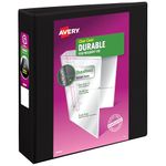 Avery Durable View Binder, 2" Slant Rings, 500-Sheet Capacity, DuraHinge, Black (17031)