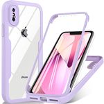 OWKEY for iPhone X Case, iPhone XS Case, [Military Grade Drop] 360° Full Body Shockproof Bumper Case with Built-in Soft PET Screen Protector, Rugged Cover Phone Case for iPhone X|XS 5.8 inch,Purple