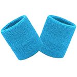 Wristbands Sweatbands Wrist Men Women 2 PCS Sports Sweat Bands for Running Exercise Gym Sports Tennis Basketball Moisture Wicking (Size: 3.15 x 3.15 inches) (2PCS-Sky Blue)