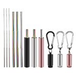 MIYUANGKJ 3 pcs Telescopic Reusable Straw, Collapsible Straw, Metal Straw, Collapsible Stainless Steel Straw, Travel Straw for Party Camping Picnic Outings