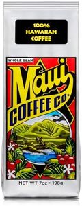 Maui Coffee Company 100% Hawaiian Coffee, Whole Bean (7 oz. Bag) - Dark Roast w Bold Clean Bright Full-Bodied Flavor - Grown & Small Batch Roasted in Hawaii