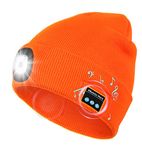 CENSGO Bluetooth Beanie Hat with Light- Stocking Stuffers Christmas for Men Women, USB Rechargeable Knit Music Hat, New Year Tech Gifts for Camping, Jogging, Hiking (Orange)