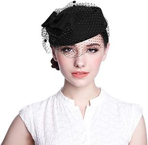 Aniwon Wool Pillbox Hat Retro British Style Cocktail Party Wedding Fascinator Veil Hat for Women