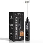 Nova Milk Frother Rechargable Coffee Frother Milk & Beater for Cold Latte 2In1 Handheld Battery-Powered Blender and Egg Whisker | 1 Year Warranty Free Frothy Recipe E-Book (Whisker), Black