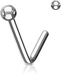 FIFTH CUE Ball End 316L Surgical Steel L Bend Stud Nose Ring (20G Steel)