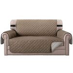 BellaHills Water Repellent Sofa Covers 2 Seater Sofa Protectors from Pets Cats Reversible Loveseat Couch Covers Non-Slip Furniture Slipcovers with Elastic Straps (Loveseat, Taupe/Beige)