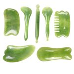 7 Pack Gua Sha Scraping Massage Facial Tools Kit, ResinGuasha Scraper Board Health Care Beauty Scrape Plate with Flax Bag for Face Body Leg Back Care Physical Acupuncture Deep Tissue Therapy (Green)