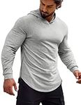 COOFANDY Men's Workout Sweatshirts Long Sleeve Muscle Fit Athletic Gym Hoodies Pullover Light Grey M, light grey, M