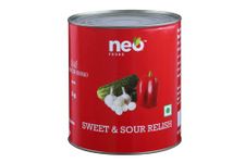 Neo Sweet & Sour Relish 3 Kg Tin I Gherkin Relish, Gherkin Spread, Sauce, Chutney I 100% Vegan I Ready-to-Eat Fibre-Rich I Dip for Snacks, Mix in Salads I Use as Sandwich Spread, Chutney I Non-GMO Healthy Food I Enjoy as filling for Sandwich, Burger I Mix in your cheese to make party dip I