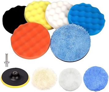 Tanstic 13Pcs 7 Inch Car Foam Drill Polishing Pad Kit, Buffing and Polishing Pad Kit Including Sponge Buffing Pads Foam Polish Pads Drill Adapter Wax Buffer Polisher Attachment for Drill