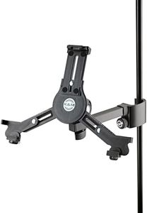 K&M Konig & Meyer 19791.016.55 Tablet/iPad Holder for Microphone Stand - Switch from Landscape to Portrait - Professional Grade for All Musicians - Studio or Remote Home Use - German Made - Black