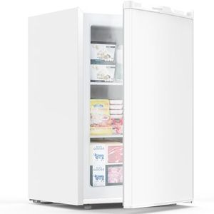 COWSAR Small Mini Freezer, 3.0 Cu.Ft Mini Upright Freezer, Compact Standing Deep Freezer with Adjustable Thermostat, Removable Shelves & Reversible Door, Fast Cooling for Office,Dorm,Apartment,White